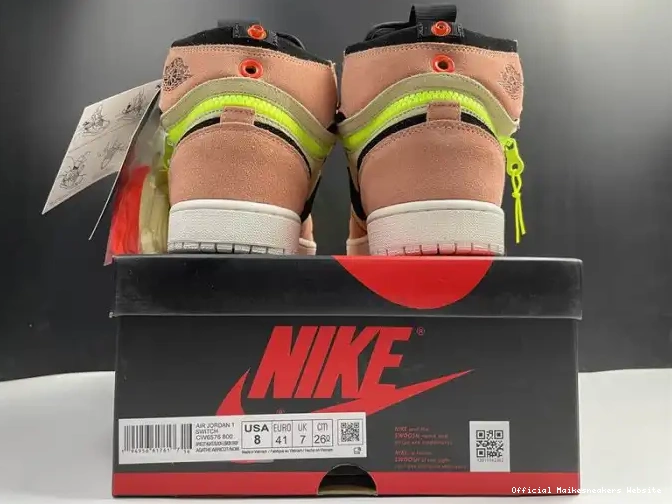 Official Maikesneakers High Air Peach Jordan 1 Switch CW6576-800 0524